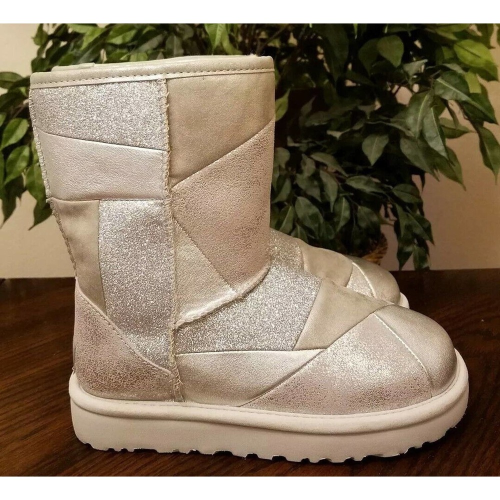 Ugg Womens Classic Patchwork Glitter Silver Spark… - image 2